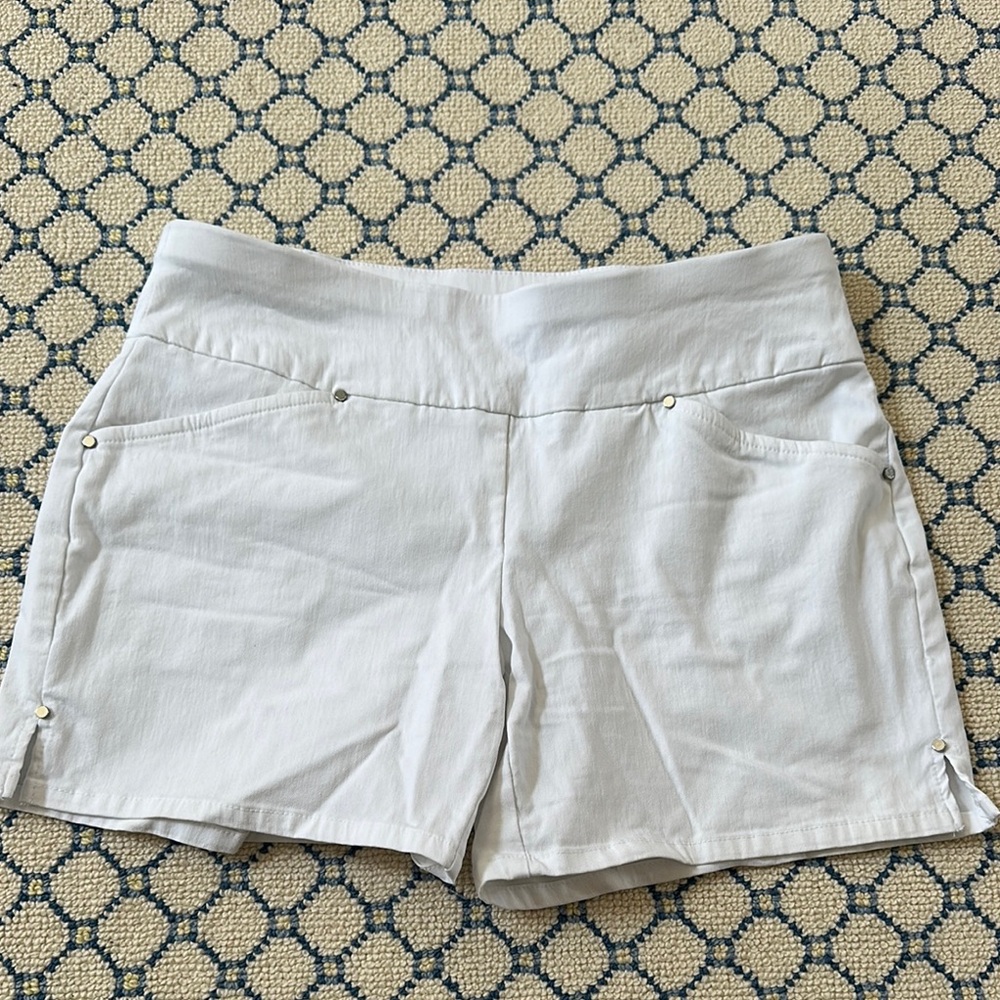 INC International Concepts High Waist White Shorts with silver accents , sz 2
